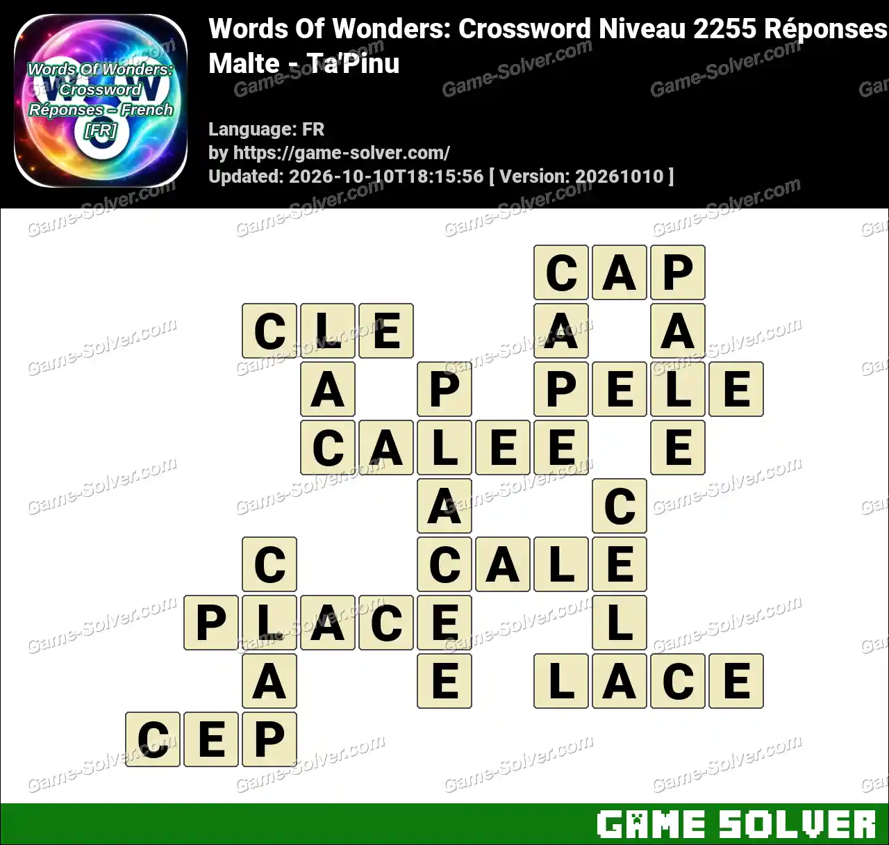 Words Of Wonders: Crossword Niveau 2255 Réponses – Malte – Ta’Pinu